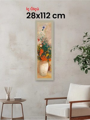Hars Vintage Eskitme Beyaz Çok Renkli Çerçeve 28 x 112 cm Şeffaf Korumalı Pvc