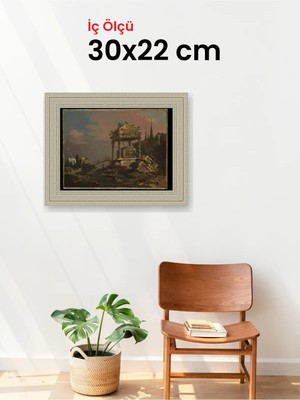 Hars Vintage Eskitme Beyaz Çok Renkli Çerçeve 30 x 22 cm Camlı