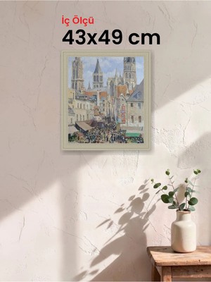 Hars Vintage Eskitme Beyaz Çok Renkli Çerçeve 43 x 49 cm Şeffaf Korumalı Pvc
