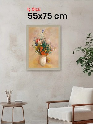 Hars Vintage Eskitme Beyaz Çok Renkli Çerçeve 55 x 75 cm Şeffaf Korumalı Pvc