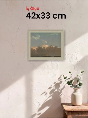 Hars Vintage Eskitme Beyaz Çok Renkli Çerçeve 42 x 33 cm Şeffaf Korumalı Pvc