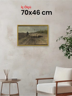 Hars Slim Ince Profil Altın Çerçeve 70 x 46 cm Camlı