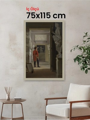 Hars Vintage Eskitme Beyaz Çok Renkli Çerçeve 75 x 115 cm Şeffaf Korumalı Pvc
