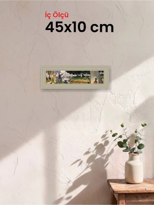 Hars Vintage Eskitme Beyaz Çok Renkli Çerçeve 45 x 10 cm Şeffaf Korumalı Pvc