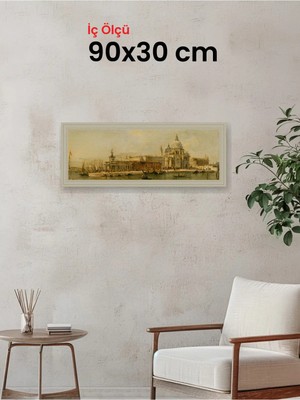 Hars Vintage Eskitme Beyaz Çok Renkli Çerçeve 90 x 30 cm Camlı