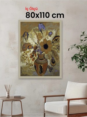 Hars Vintage Eskitme Beyaz Çok Renkli Çerçeve 80 x 110 cm Şeffaf Korumalı Pvc