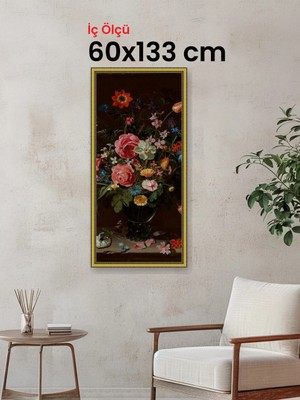 Hars Royal Klasik Desenli Altın Çerçeve 60 x 133 cm Şeffaf Korumalı Pvc