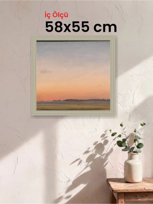 Hars Vintage Eskitme Beyaz Çok Renkli Çerçeve 58 x 55 cm Şeffaf Korumalı Pvc
