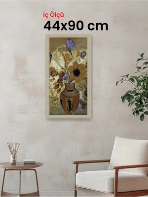 Hars Vintage Eskitme Beyaz Çok Renkli Çerçeve 44 x 90 cm Şeffaf Korumalı Pvc