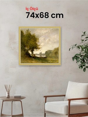 Hars Royal Klasik Desenli Çok Renkli Çerçeve 74 x 68 cm Şeffaf Korumalı Pvc