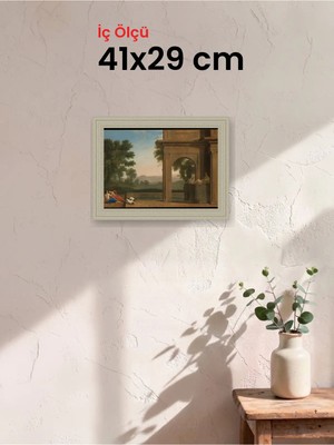 Hars Vintage Eskitme Beyaz Çok Renkli Çerçeve 41 x 29 cm Şeffaf Korumalı Pvc