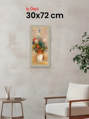 Hars Vintage Eskitme Beyaz Çok Renkli Çerçeve 30 x 72 cm Şeffaf Korumalı Pvc