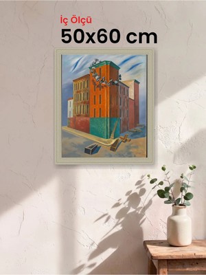 Hars Vintage Eskitme Beyaz Çok Renkli Çerçeve 50 x 60 cm Şeffaf Korumalı Pvc