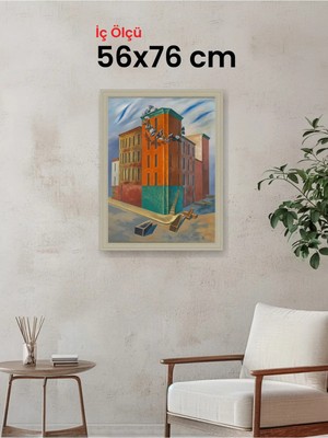 Hars Vintage Eskitme Beyaz Çok Renkli Çerçeve 56 x 76 cm Camlı