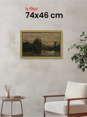 Hars Royal Klasik Desenli Altın Çerçeve 74 x 46 cm Camlı