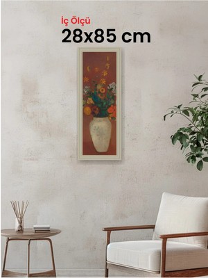 Hars Vintage Eskitme Beyaz Çok Renkli Çerçeve 28 x 85 cm Camlı