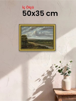 Hars Royal Klasik Desenli Altın Çerçeve 50 x 35 cm Camlı
