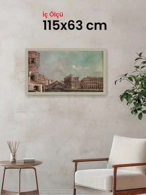 Hars Vintage Eskitme Beyaz Çok Renkli Çerçeve 115 x 63 cm Camlı