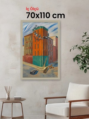 Hars Vintage Eskitme Beyaz Çok Renkli Çerçeve 70 x 110 cm Camlı