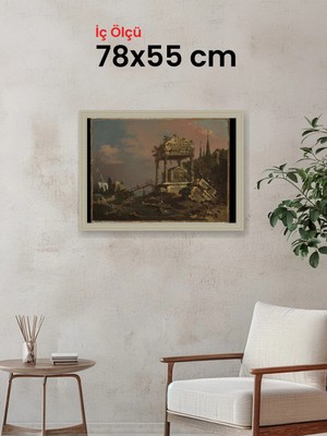 Hars Vintage Eskitme Beyaz Çok Renkli Çerçeve 78 x 55 cm Şeffaf Korumalı Pvc
