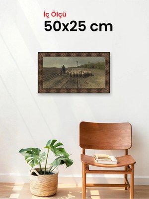 Hars Heritage Eskitme Kahverengi Çerçeve 50 x 25 cm Şeffaf Korumalı Pvc