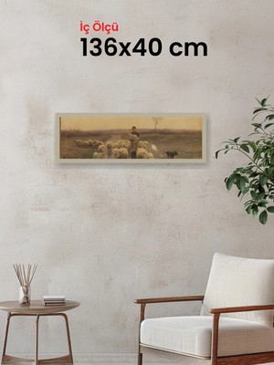 Hars Vintage Eskitme Beyaz Çok Renkli Çerçeve 136 x 40 cm Camlı