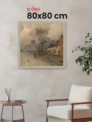 Hars Vintage Eskitme Beyaz Çok Renkli Çerçeve 80 x 80 cm Şeffaf Korumalı Pvc