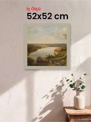 Hars Vintage Eskitme Beyaz Çok Renkli Çerçeve 52 x 52 cm Şeffaf Korumalı Pvc
