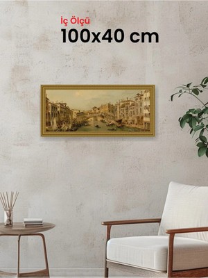 Hars Gallery Klasik Altın Çerçeve 100 x 40 cm Camlı