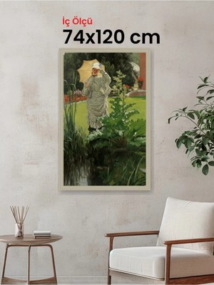 Hars Vintage Eskitme Beyaz Çok Renkli Çerçeve 74 x 120 cm Şeffaf Korumalı Pvc