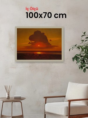 Hars Vintage Eskitme Beyaz Çok Renkli Çerçeve 100 x 70 cm Camlı