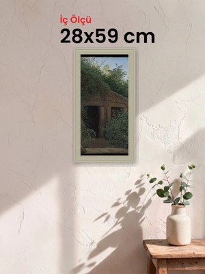 Hars Vintage Eskitme Beyaz Çok Renkli Çerçeve 28 x 59 cm Şeffaf Korumalı Pvc
