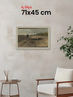 Hars Vintage Eskitme Beyaz Çok Renkli Çerçeve 71 x 45 cm Camlı