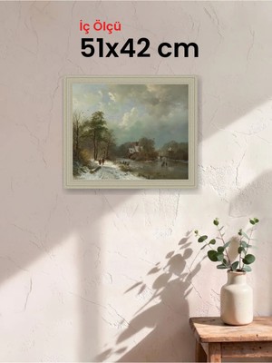 Hars Vintage Eskitme Beyaz Çok Renkli Çerçeve 51 x 42 cm Şeffaf Korumalı Pvc