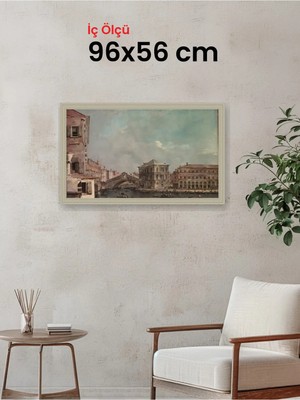 Hars Vintage Eskitme Beyaz Çok Renkli Çerçeve 96 x 56 cm Şeffaf Korumalı Pvc