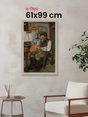 Hars Vintage Eskitme Beyaz Çok Renkli Çerçeve 61 x 99 cm Şeffaf Korumalı Pvc