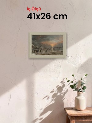 Hars Vintage Eskitme Beyaz Çok Renkli Çerçeve 41 x 26 cm Camlı