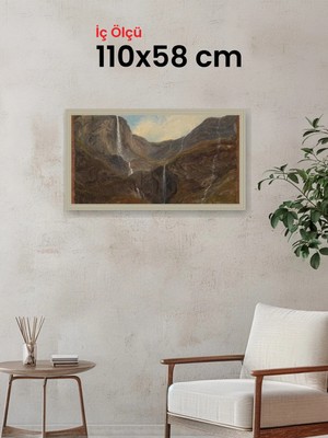 Hars Vintage Eskitme Beyaz Çok Renkli Çerçeve 110 x 58 cm Şeffaf Korumalı Pvc