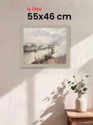 Hars Vintage Eskitme Beyaz Çok Renkli Çerçeve 55 x 46 cm Şeffaf Korumalı Pvc
