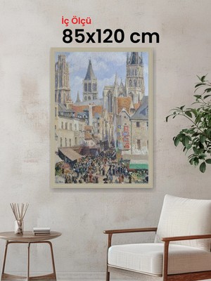 Hars Vintage Eskitme Beyaz Çok Renkli Çerçeve 85 x 120 cm Şeffaf Korumalı Pvc