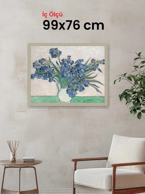 Hars Vintage Eskitme Beyaz Çok Renkli Çerçeve 99 x 76 cm Şeffaf Korumalı Pvc