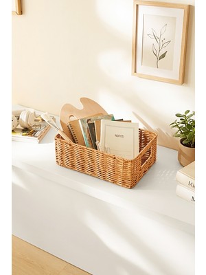 Ocean Home Textile Yıkanabilir Bej Pp Rattan Sepet 33 x 23 x 11 cm