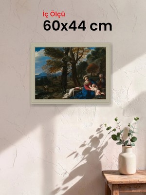 Hars Vintage Eskitme Beyaz Çok Renkli Çerçeve 60 x 44 cm Camlı