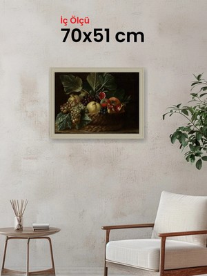 Hars Vintage Eskitme Beyaz Çok Renkli Çerçeve 70 x 51 cm Şeffaf Korumalı Pvc