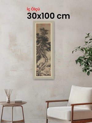 Hars Vintage Eskitme Beyaz Çok Renkli Çerçeve 30 x 100 cm Camlı