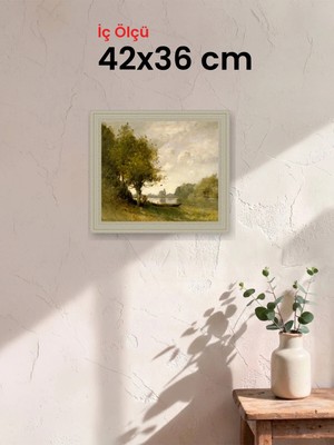 Hars Vintage Eskitme Beyaz Çok Renkli Çerçeve 42 x 36 cm Şeffaf Korumalı Pvc