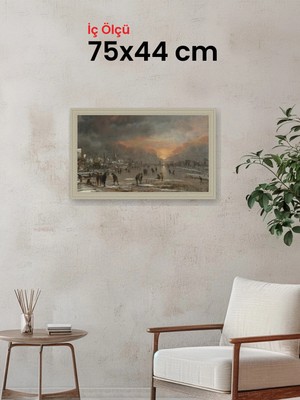 Hars Vintage Eskitme Beyaz Çok Renkli Çerçeve 75 x 44 cm Şeffaf Korumalı Pvc