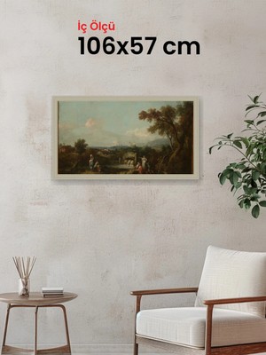 Hars Vintage Eskitme Beyaz Çok Renkli Çerçeve 106 x 57 cm Camlı