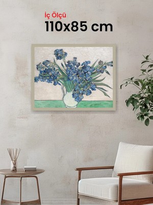 Hars Vintage Eskitme Beyaz Çok Renkli Çerçeve 110 x 85 cm Camlı