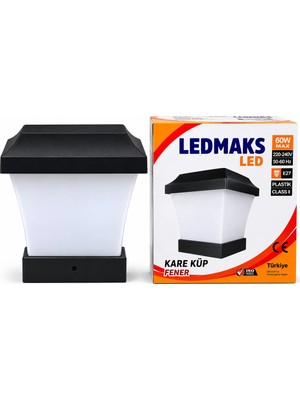 Ledmax Ledmaks Kare Küp Bahçe Armatürü E27 Duylu Siyah Dış Mekan Aydınlatma Feneri